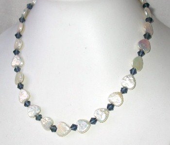 Beauty! 18'' 12x12mm white biwa pearl blue crystal