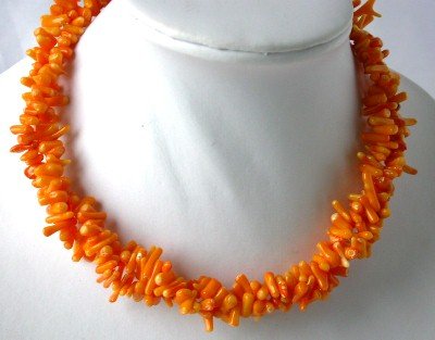 Charming! 16'' double orange branch coral necklace