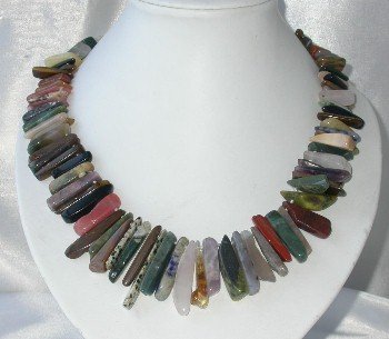 Charming! 17'' 5x15mm multi-color stones necklace