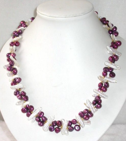 Genuine 19'' double wine red pearl shell clasp necklace