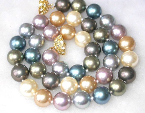 Graceful 17'' 10mm multi-color Seashell pearl necklace