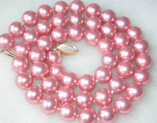 Graceful 17'' 8mm peach Seashell pearl necklace