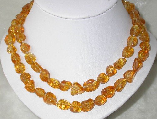 Graceful 34'' 10x13mm champagne crystal beads necklace