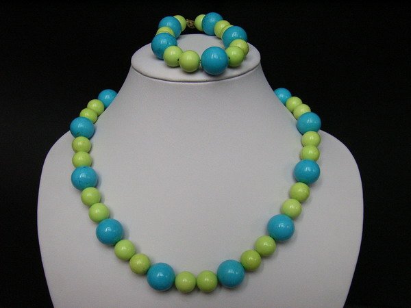 Blue and Green Turquoise Necklace and Bracelet set