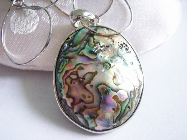 33mm x 40mm Peacock Green Shell Pendant