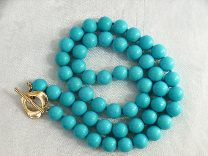 17"" 7MM Stylish Natural Blue Turquoise Necklace