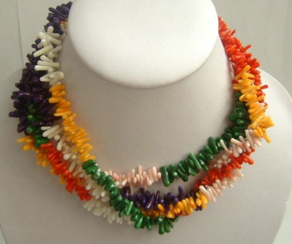 4 strand MIX small coral branch SS925 clasp necklace