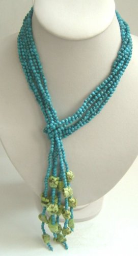 48'' long 3 strand turquoise beads necklace