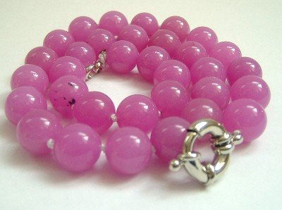 Graceful 12mm AA Peachblow Jade Bead Necklace