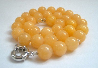 Graceful 12mm AA golden Jade Bead Necklace