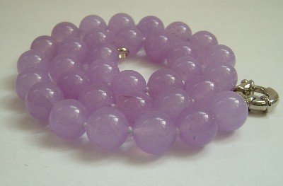 Graceful 12mm AA lavender Jade Bead Necklace