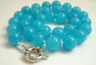 Graceful 12mm AA sky-blue Jade Bead Necklace
