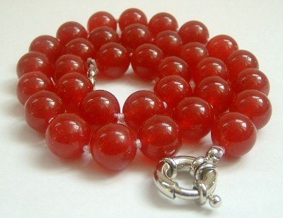 Graceful 12mm red Jade Bead Necklace