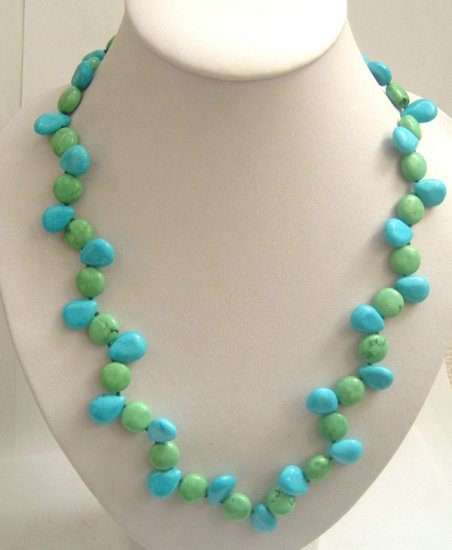 blue turquoise beads necklace SS925 clasp