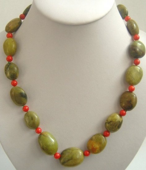 yellow natural turquoise beads &coral necklace silver 925 clas