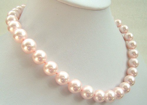 17'' 14mm pink sea shell pearls necklace