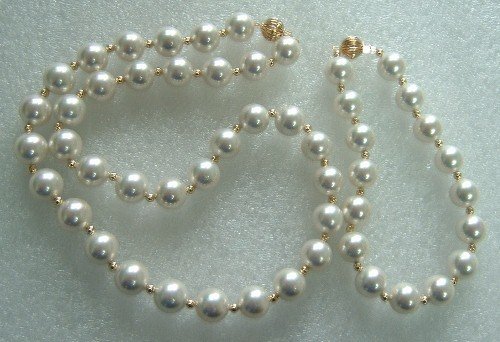 19'' 10mm white color sea shell pearls necklace set