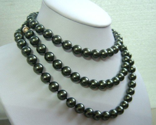 50'' 10mm peacock sea shell pearl necklace
