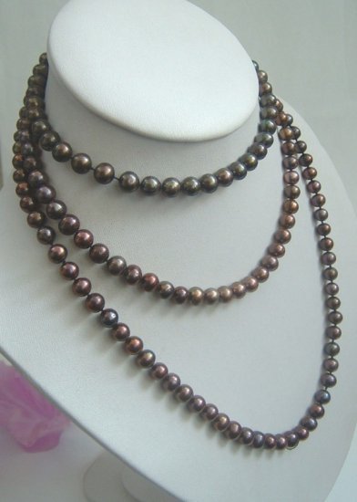 50'' long black color freshwater pearl necklace