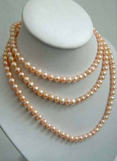 50'' long pink color freshwater pearl necklace