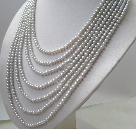 7 strand gray color FW pearls SS925 clasp necklace