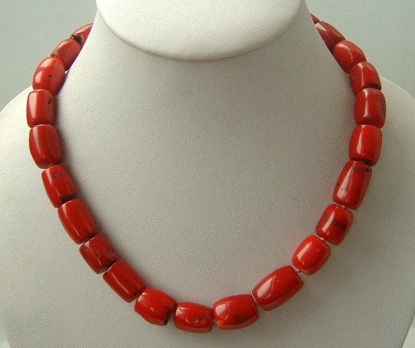 bigger red color coral drum necklace 9k clasp