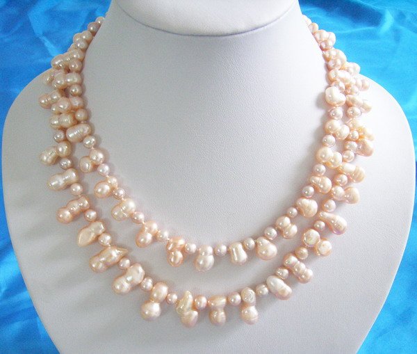 14mm Double strands Peanut Fresh Water Pearls necklace