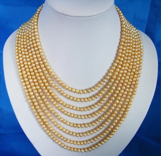 5-6mm Eight strands Yellow Fresh Water Pearls necklace
