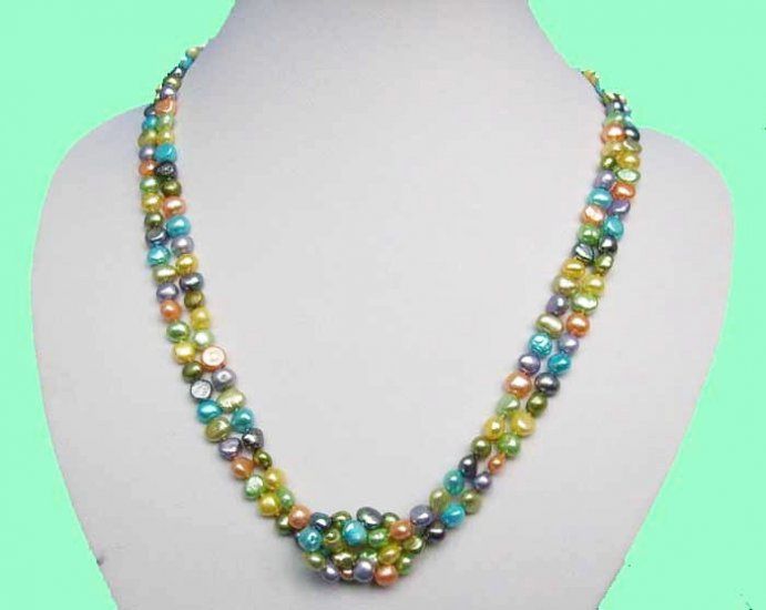 Stylish 6-7mm Colourful Fresh Water Pearls Necklace