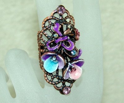 Rhinestone ring purple