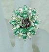 Rhinestone ring flower green