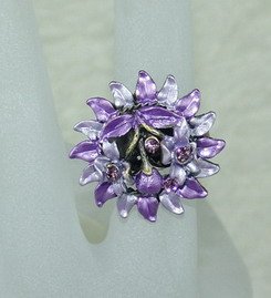 Rhinestone ring flower purple