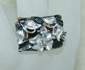Rhinestone ring rec black