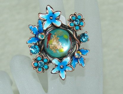 Rhinestone ring cute blue