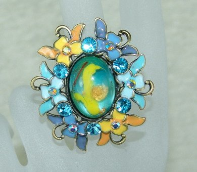 Rhinestone ring B cute blue