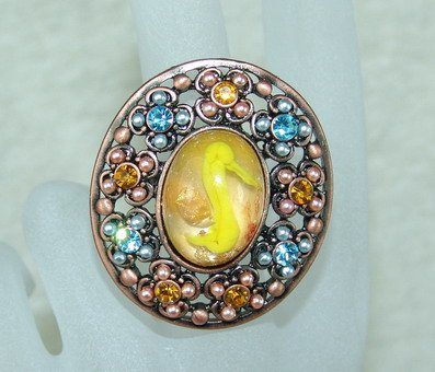 rhinestone ring oral yellow