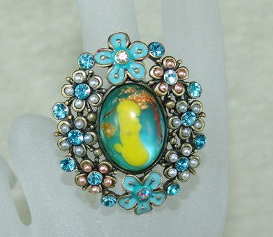 Rhinestone ring lovely blue