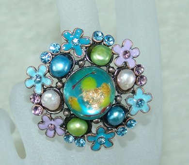 Rhinestone ring special blue