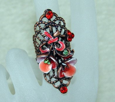 Rhinestone ring vintage red