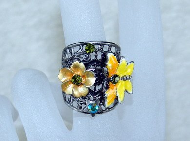 Rhinestone ring wire yellow