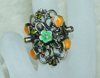 Rhinestone ring stunning orange