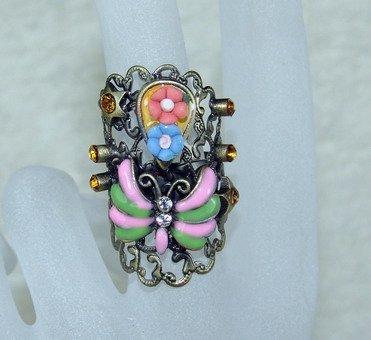 Rhinestone ring unique multicolor