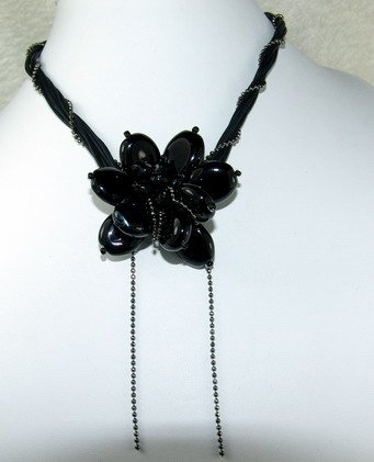 fancy black dreamstone butterfly neckace