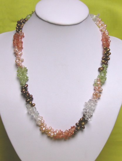 24 inch MULTICOLOR PEARL & MULTICOLOR CRYSTAL Neckalce