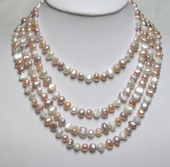 4 ROWS MULTICOLOR FRESHWATER PEARL NECKLACE