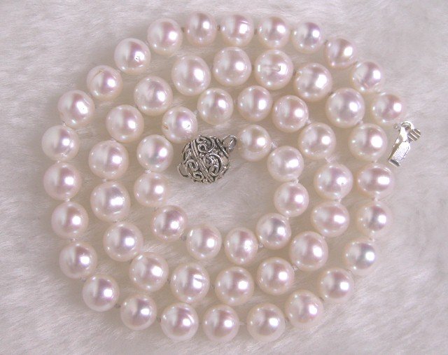 7-8mm PINK Freshwater Pearl Necklace Unique Clasp
