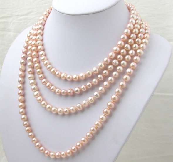 80'' Super Long Pink Freshwater Pearl Necklace