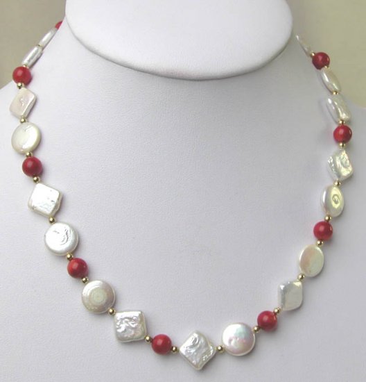 AA+ GRADE 12mm COIN PEARL QUADRATE PEARL NECKLACE
