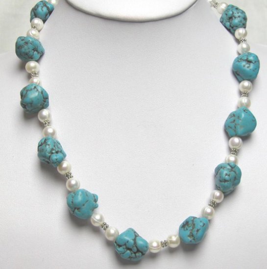 Big baroque turquoise freshwater pearl necklace