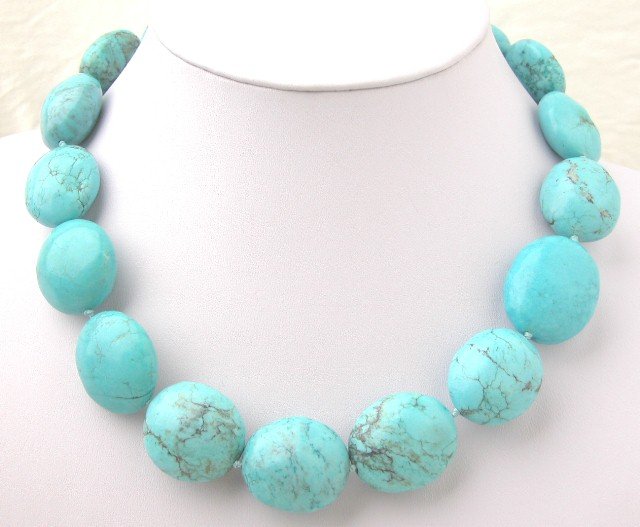 Beautiful blue egg Turquoise Necklace moonlight clasp